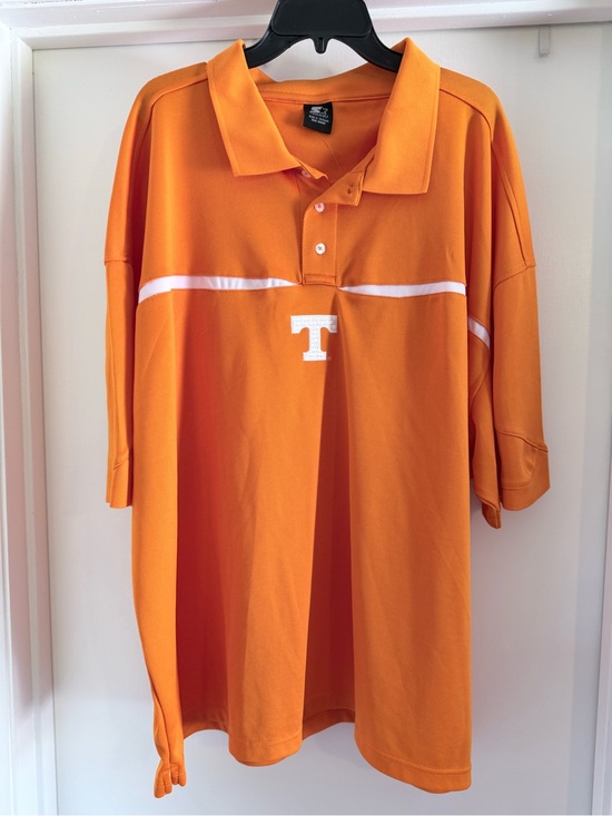 STARTER Other - STARTER Orange Polo with White Chest Stripe and 'T' Embroidery